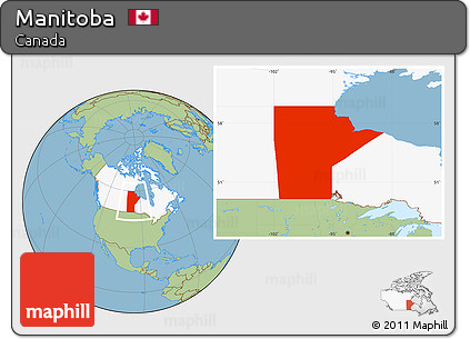 Savanna Style Location Map of Manitoba, highlighted country