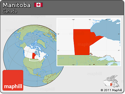 Savanna Style Location Map of Manitoba, highlighted country
