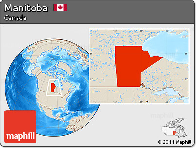 Shaded Relief Location Map of Manitoba