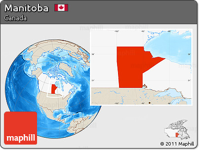 Shaded Relief Location Map of Manitoba, highlighted country