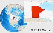 Shaded Relief Location Map of Manitoba, highlighted country