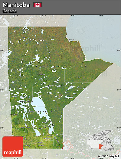 Satellite Map of Manitoba, lighten