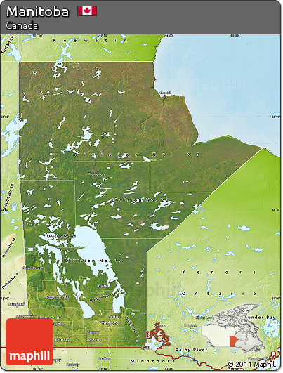 Satellite Map of Manitoba, physical outside
