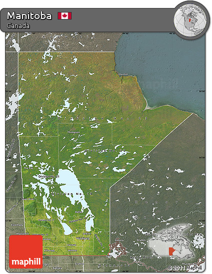 Satellite Map of Manitoba, semi-desaturated