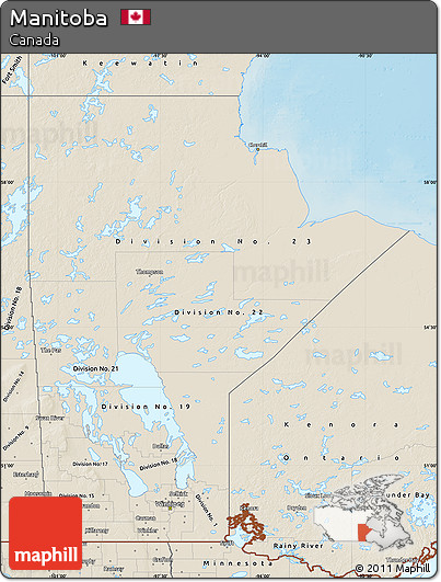 Shaded Relief Map of Manitoba
