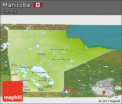 Physical Panoramic Map of Manitoba, satellite outside