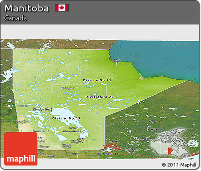Physical Panoramic Map of Manitoba, satellite outside