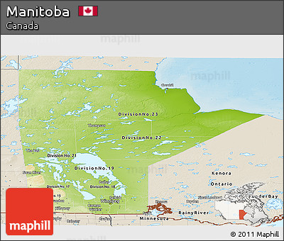 Physical Panoramic Map of Manitoba, shaded relief outside