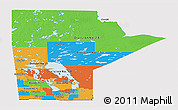 Political Panoramic Map of Manitoba, cropped outside