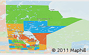 Political Panoramic Map of Manitoba, lighten