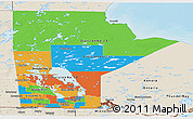 Political Panoramic Map of Manitoba, shaded relief outside