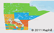 Political Panoramic Map of Manitoba, single color outside