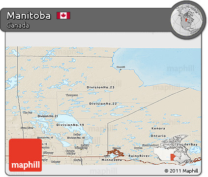 Shaded Relief Panoramic Map of Manitoba
