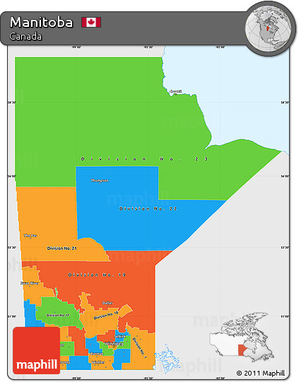 Political Simple Map of Manitoba, single color outside