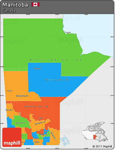 Political Simple Map of Manitoba, single color outside