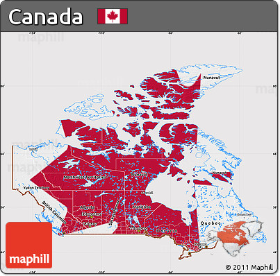Flag Map of Canada, flag aligned to the middle