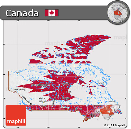 Flag Map of Canada, flag rotated