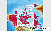 Flag Map of Canada, physical outside, bathymetry sea