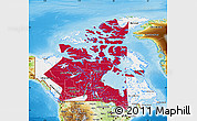 Flag Map of Canada, physical outside, flag aligned to the middle