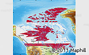 Flag Map of Canada, physical outside, flag rotated