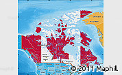 Flag Map of Canada, political shades outside, flag centered