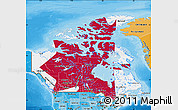 Flag Map of Canada, political shades outside, flag aligned to the middle