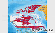 Flag Map of Canada, political shades outside, flag rotated