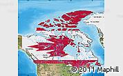 Flag Map of Canada, satellite outside, bathymetry sea, flag rotated