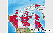 Flag Map of Canada, satellite outside, bathymetry sea