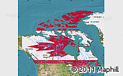 Flag Map of Canada, satellite outside, flag rotated
