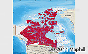 Flag Map of Canada, shaded relief outside, bathymetry sea, flag aligned to the middle
