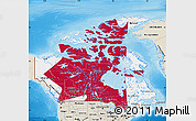 Flag Map of Canada, shaded relief outside, flag aligned to the middle