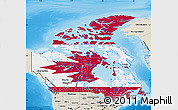 Flag Map of Canada, shaded relief outside, flag rotated