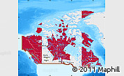 Flag Map of Canada, single color outside, bathymetry sea, flag centered