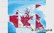 Flag Map of Canada, single color outside, bathymetry sea, shaded relief sea, flag centered