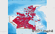 Flag Map of Canada, single color outside, bathymetry sea, shaded relief sea, flag aligned to the middle