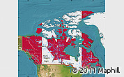 Flag Map of Canada, single color outside, satellite sea