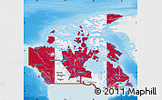 Flag Map of Canada, single color outside, shaded relief sea