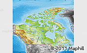 Physical Map of Canada, desaturated, land only