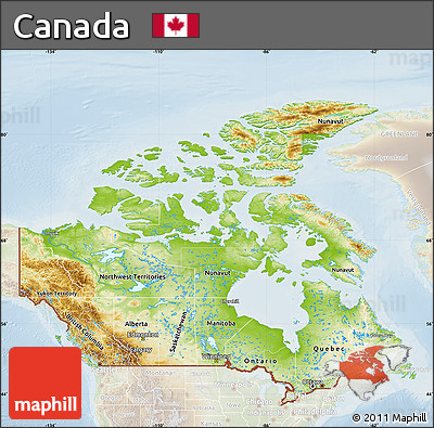 Physical Map of Canada, lighten