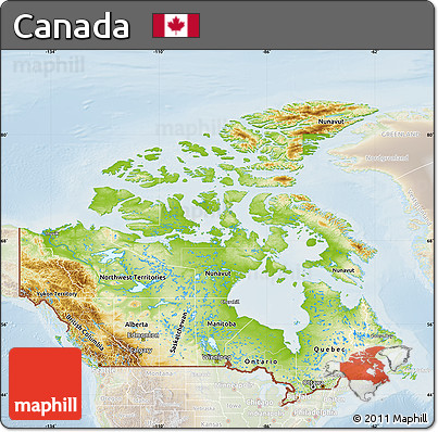 Physical Map of Canada, lighten