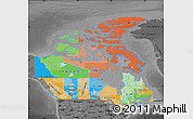 Political Map of Canada, darken, desaturated