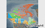 Political Map of Canada, darken, semi-desaturated