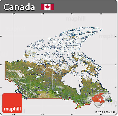 Satellite Map of Canada, cropped outside