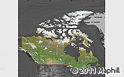 Satellite Map of Canada, darken, desaturated
