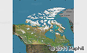 Satellite Map of Canada, darken, land only