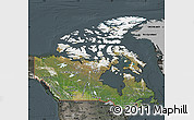 Satellite Map of Canada, darken, semi-desaturated