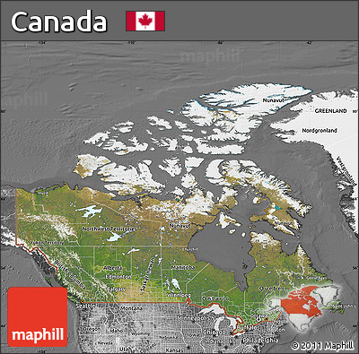 Satellite Map of Canada, desaturated