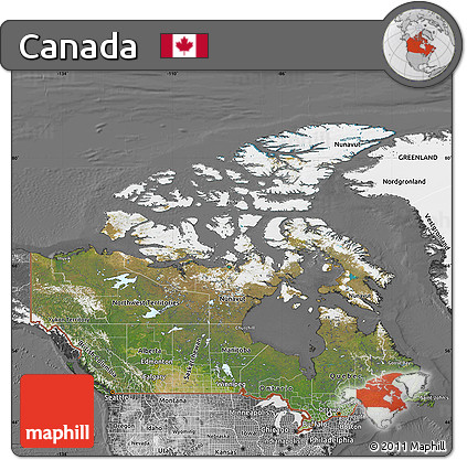 Satellite Map of Canada, desaturated