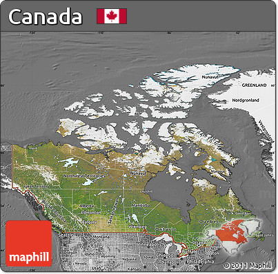 Satellite Map of Canada, desaturated
